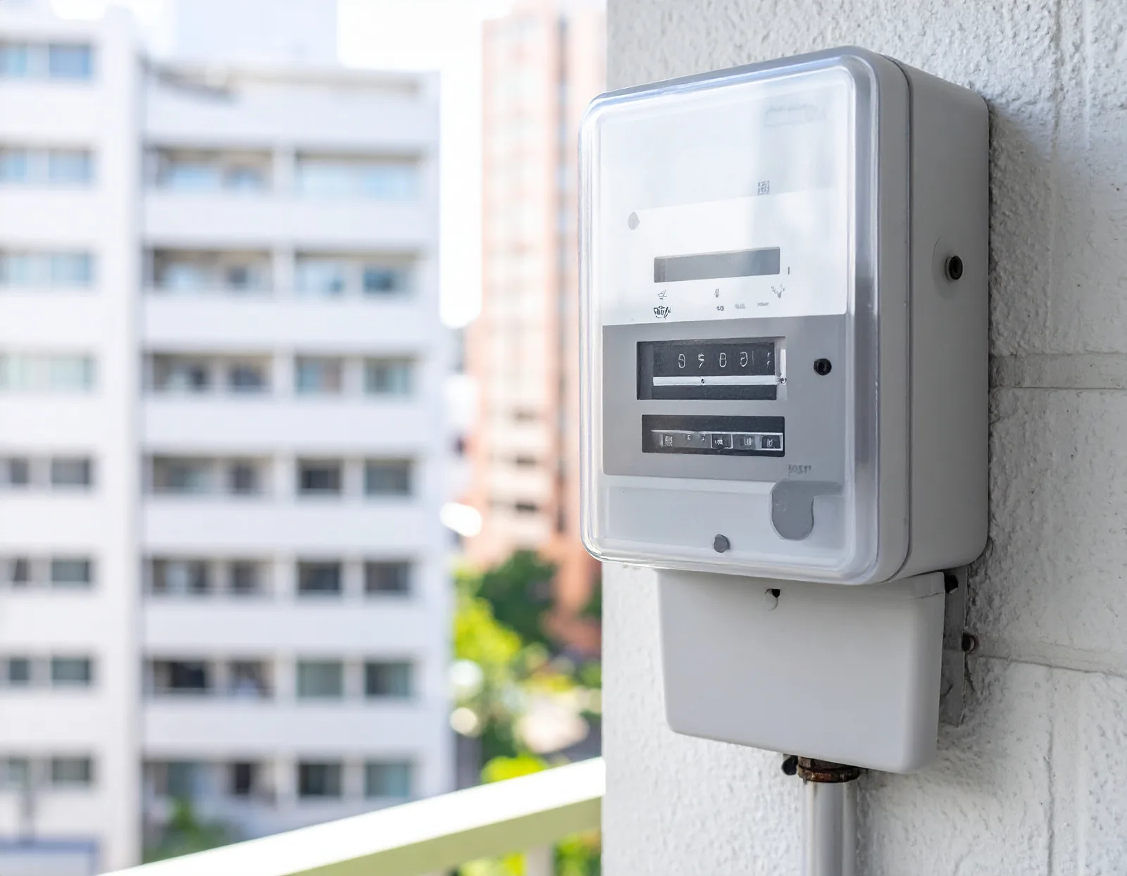 建物の外壁に設置された電力メーター